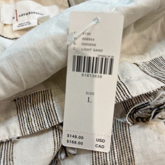 New Anthropologie Fringe Ladder Back Shift Dress Tan Sand Large Retails $148 - Picture 8 of 10